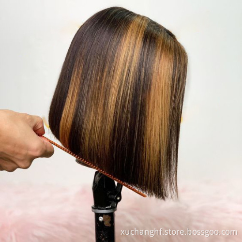 Ombre wig human hair 13*4 lace frontal bob wigs P1B/27 short length straight human hair wig 8 inch to 14 inch